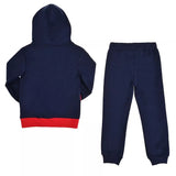 conjunto de dos piezas de sudadera blanco con rojo y pants azul marino