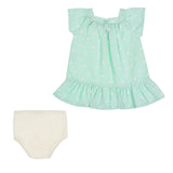 Vestido para Bebé Niña con Cubrepañal | Corazones Menta