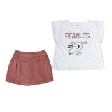 Conjunto para Niña 2 Piezas con Playera Snoopy® y Falda Short Plisada | Outfit Casual Peanuts®