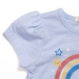 Playera color azul claro manga corta  y short color blanco marca Being 2 Nice