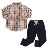 Conjunto de Niño Camisa de Cuadros Manga Corta + Pantalón Negro | Outfit Fresco y Elegante para Bebé