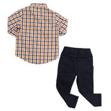 Conjunto de Niño Camisa de Cuadros Manga Corta + Pantalón Negro | Outfit Fresco y Elegante para Bebé
