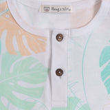 Conjunto de Niño Camiseta Tropical con Hojas + Jeans Mezclilla Azul | Ropa Infantil Fresca y Casual