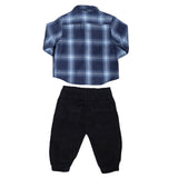 Conjunto de Niño Camisa de Cuadros Manga Larga + Pantalón Azul Marino | Outfit Casual y Elegante para Bebé