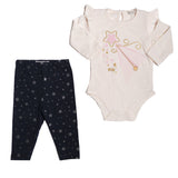 Conjunto de 2 piezas de pañalero con leggings de estrellas y barita magica