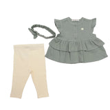 Conjunto para Bebé Niña | Vestido Texturizado con Leggings y Diadema