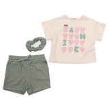 Conjunto para Niña | Playera “Mon Amie” con Short Texturizado y Scrunchie