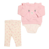 Conjunto para Bebé Niña 3 Piezas | Sudadera con Body Integrado y Leggings Estampados