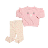Conjunto para Bebé Niña 2 Piezas | Sudadera con Diseño de Osita y Leggings Estampados