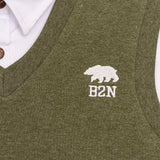 Conjunto de Niño Chaleco Verde con Camisa Blanca + Pantalón Negro | Look Moderno y Semi-formal para Bebé