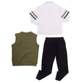 Conjunto de Niño Chaleco Verde con Camisa Blanca + Pantalón Negro | Look Moderno y Semi-formal para Bebé