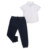Conjunto Casual Elegante para Niño | Camisa Blanca y Jogger Marino