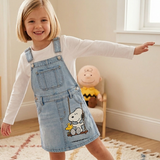 Conjunto de Jumper Mezclilla con Playera de Rayas Rosa | Outfit Snoopy para Niña