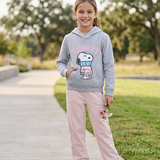 Conjunto de Niña Sudadera Snoopy Gris con Capucha + Pants Rosa Claro | Look Casual y Con Licencia Oficial
