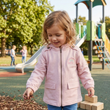 Adorable chamarra color rosa palo con bordado de "smile everyday"