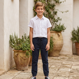 Conjunto Casual Elegante para Niño | Camisa Blanca y Jogger Marino