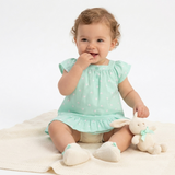 Vestido para Bebé Niña con Cubrepañal | Corazones Menta