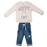 Conjunto 2 piezas de pantalones de mezclilla y sudadera con estampado de conejito de Miffy