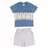Conjunto de Niño Miffy Azul con Short Gris Jaspeado | Outfit Divertido y Fresco para el Verano