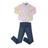 Conjunto de camisa multicolor y pantalón de mezclilla marca Polo  Club