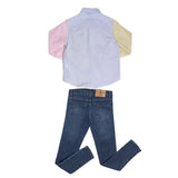 Conjunto de camisa multicolor y pantalón de mezclilla marca Polo  Club