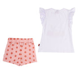 Conjunto de 2 piezas playera manga corta  con estampado y short rosa