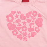 Conjunto de 3 piezas  Playera manga corta playera rosa y blanca, y un pantalón de mezclilla