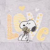 Conjunto 2 piezas de playera manga larga con estampado de Snoopy y leggings  amarillos con estrellas