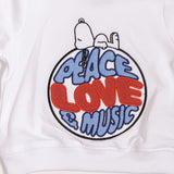 Conjunto 2 piezas de sudadera con bordado de Peace, love and music  y pants color naranja