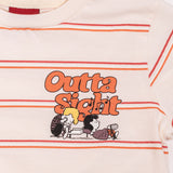 Conjunto de 3 piezas de camisa de mezclilla con bordado de snoopy cool, playera de algodón y pantalones rojos