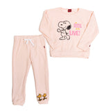 Conjunto 2 piezas de pants y sudadera color rosa con estampado de Snoopy Live