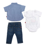 Conjunto Snoopy® para Niño | Camisa Manga Corta + Body Estampado + Pantalón de Mezclilla