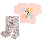 Conjunto de Niña Sudadera Rosa con Volantes + Pantalón Snoopy Full Print | Outfit Suave y Divertido para Bebé