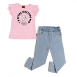 Conjunto Snoopy® para Niña Playera Rosa con Olanes + Jeggings de Mezclilla Clara | Outfit Casual y Cómodo