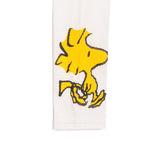 Conjunto de 2 piezas de mono de mezclilla con bordado de Snoppy p playera blanca de manga larga con estampado de Woodstock