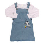 Conjunto de Jumper Mezclilla con Playera de Rayas Rosa | Outfit Snoopy para Niña
