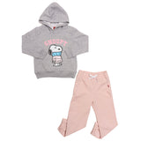 Conjunto de Niña Sudadera Snoopy Gris con Capucha + Pants Rosa Claro | Look Casual y Con Licencia Oficial