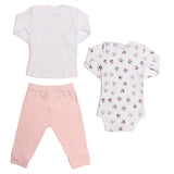 Set 3 Piezas para Bebé Niña | Flores Delicadas y Comodidad Todo el Día