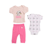 Conjunto para Bebé Niña Peanuts® 3 Piezas | Playera, Pañalero y Pantalón