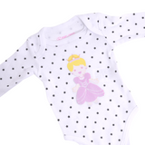 Set de 3 piezas de pañalero, playera y pantalón con bordados de little princess