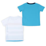 Conjunto 3 piezas 2 playeras manga corta con estampado de Sunshine y shorts azul