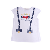 conjunto de 2 piezas de playera de manga corta  blanca con estampado y pantalones de mezclilla