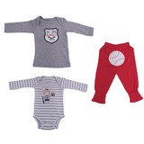 Set de 3 piezas color gris con estampado de Baby Baseball