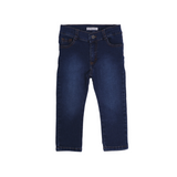 Conjunto  2 piezas de playera azul manga corta con estampado y pantalones de mezclilla
