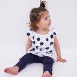 Set de 3 piezas 2 pantalones y una playera de lunares manga corta Playera